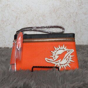 Dooney & Bourke NFL Miami Dolphins Double Zip Wristlet (Clementine)
